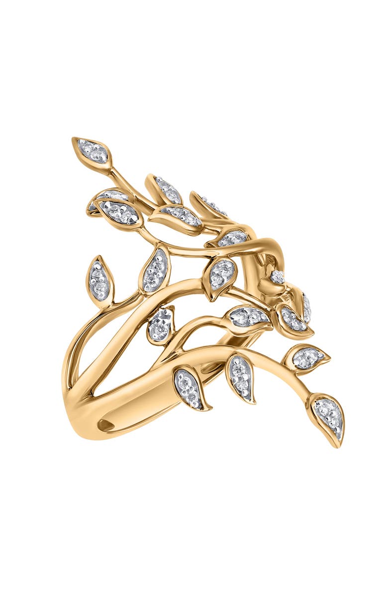 LuvMyJewelry Aurora Leaf 0.15 Ct 14K Gold Diamond Ring, Alternate, color, 14K Yellow Gold