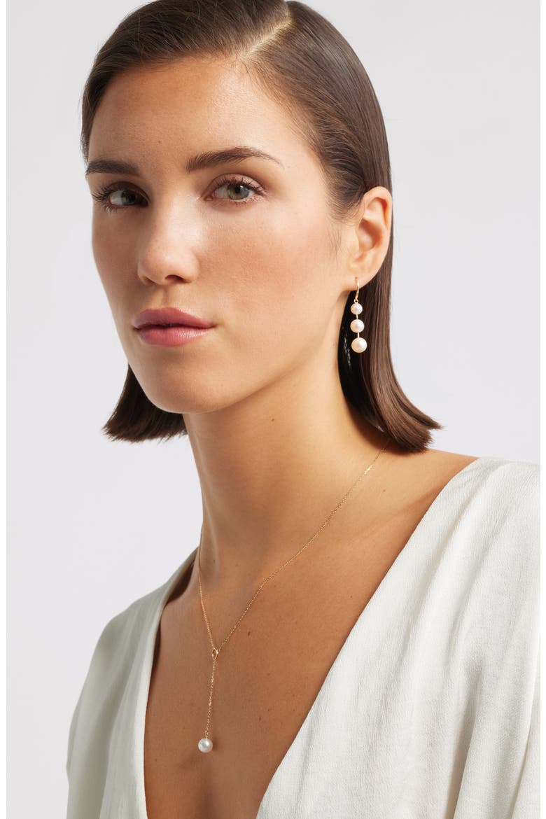 Freshwater Pearl Y-Necklace, Alternate, color, WHITE- 14K YELLOW GOLD