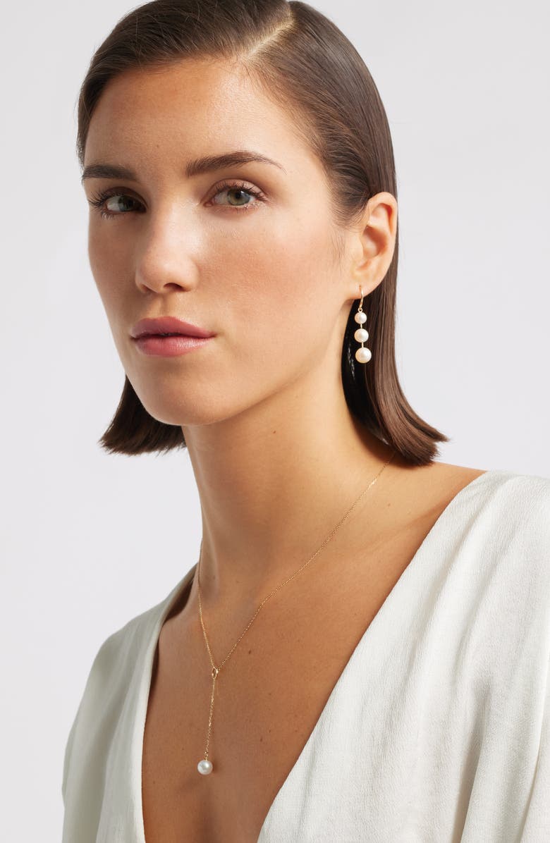 Nordstrom Freshwater Pearl Y-Necklace, Alternate, color, White- 14K Yellow Gold