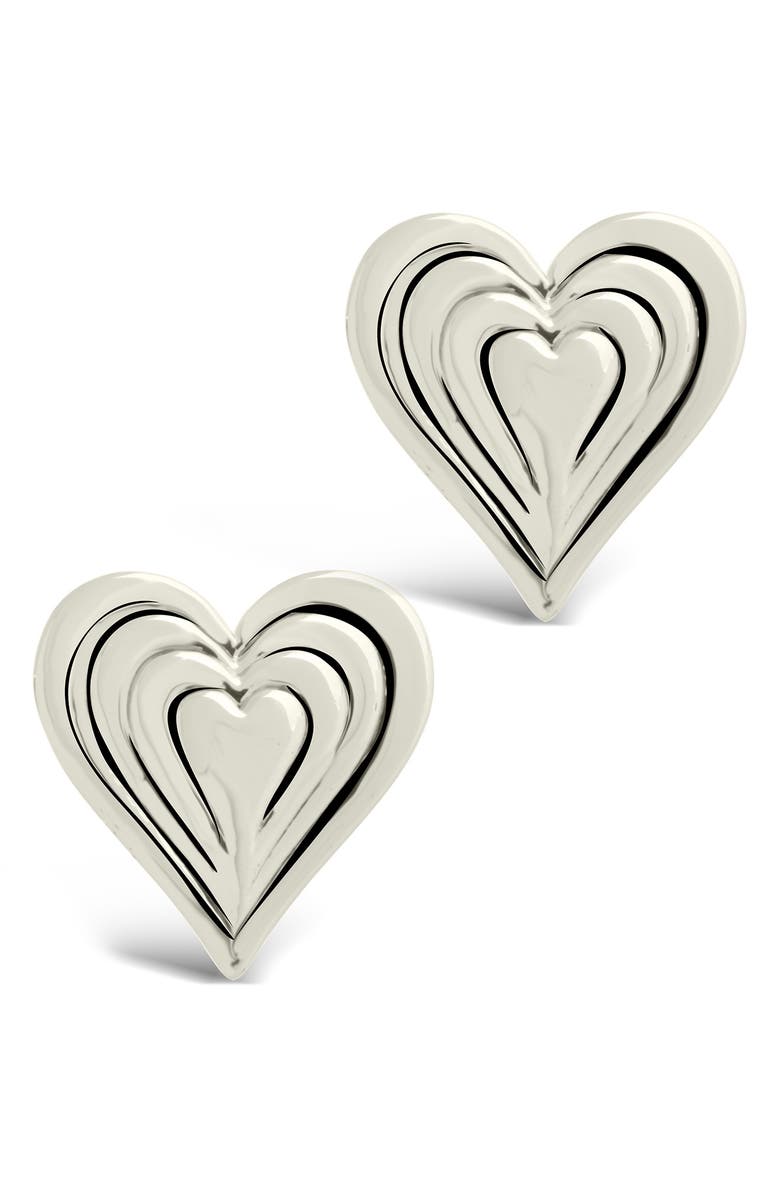 Sterling Forever Beating Heart Stud Earrings, Alternate, color, 