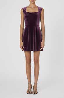 French Connection Square Neck Stretch Velvet Minidress