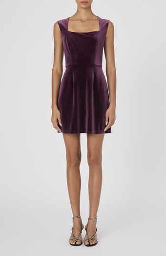 French Connection Square Neck Stretch Velvet Minidress