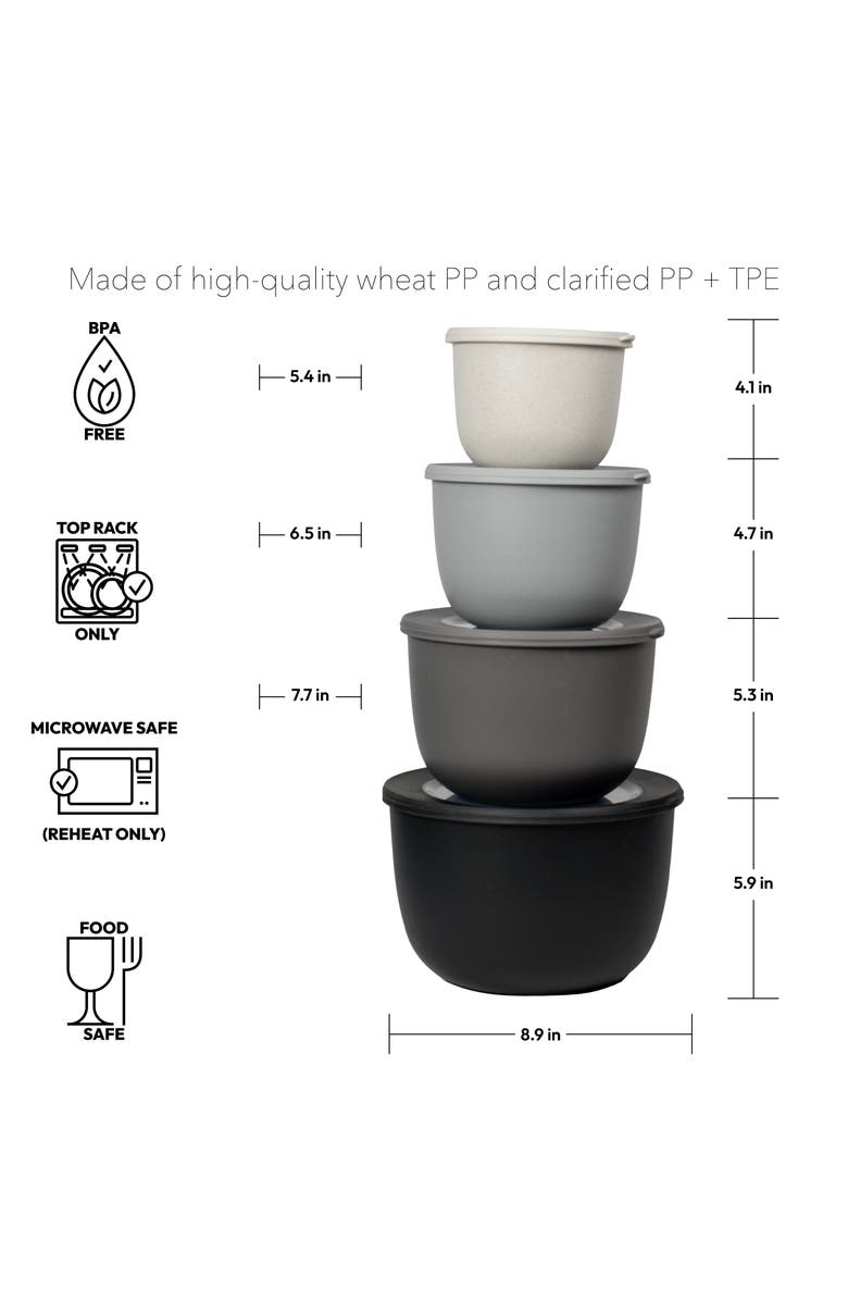 TarHong Set of 4 Stackable Melamine Mixing Bowls, Alternate, color, Grey Multi