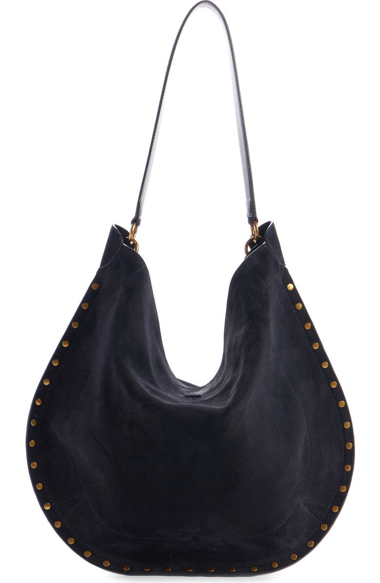 Isabel Marant Oskan Suede Hobo Bag, Main, color, Black Midnight