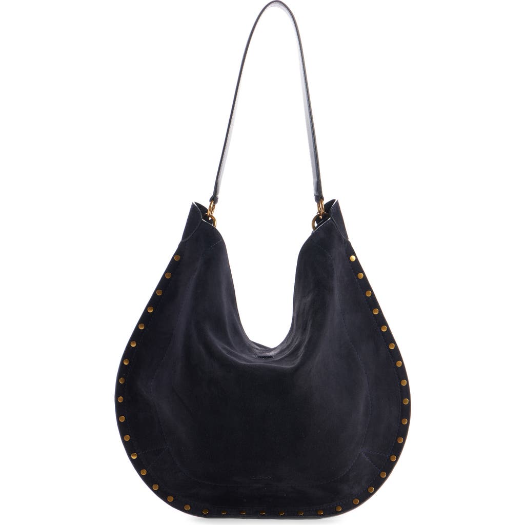 Isabel Marant Oskan Soft Medium Suede Shoulder Bag In Black