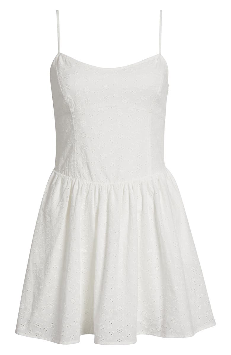Charles Henry Cotton Eyelet Minidress, Alternate, color, Ivory