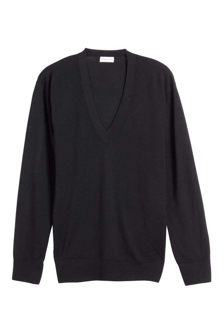 Jeline V-Neck Merino Wool Sweater, Alternate, color, BLACK