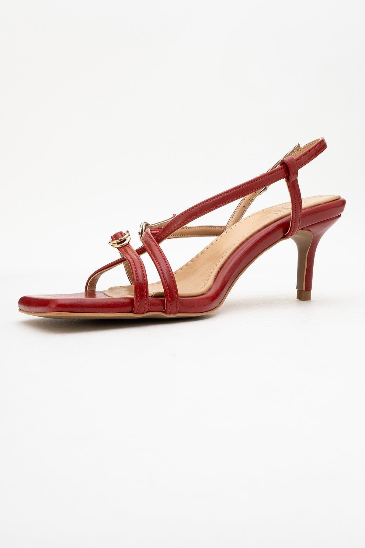 Prologue Shoes Chaka Square Toe Stiletto Sandal, Alternate, color, Red
