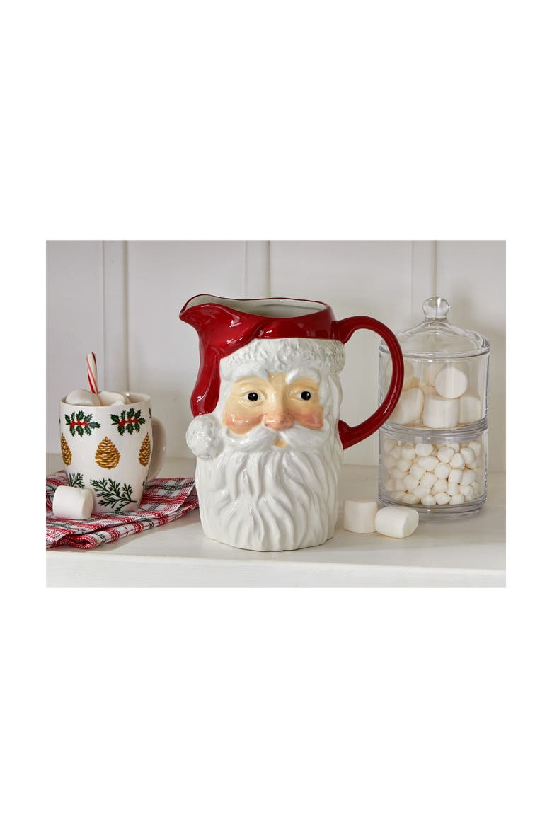 Vintage Santa Ceramic Beverage Pitcher Christmas Server, Alternate, color, Multicolored