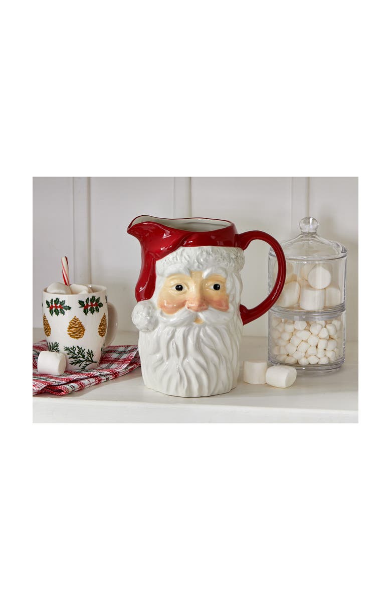 10003091 Vintage Santa Ceramic Beverage Pitcher Christmas Server, Alternate, color, Multicolored