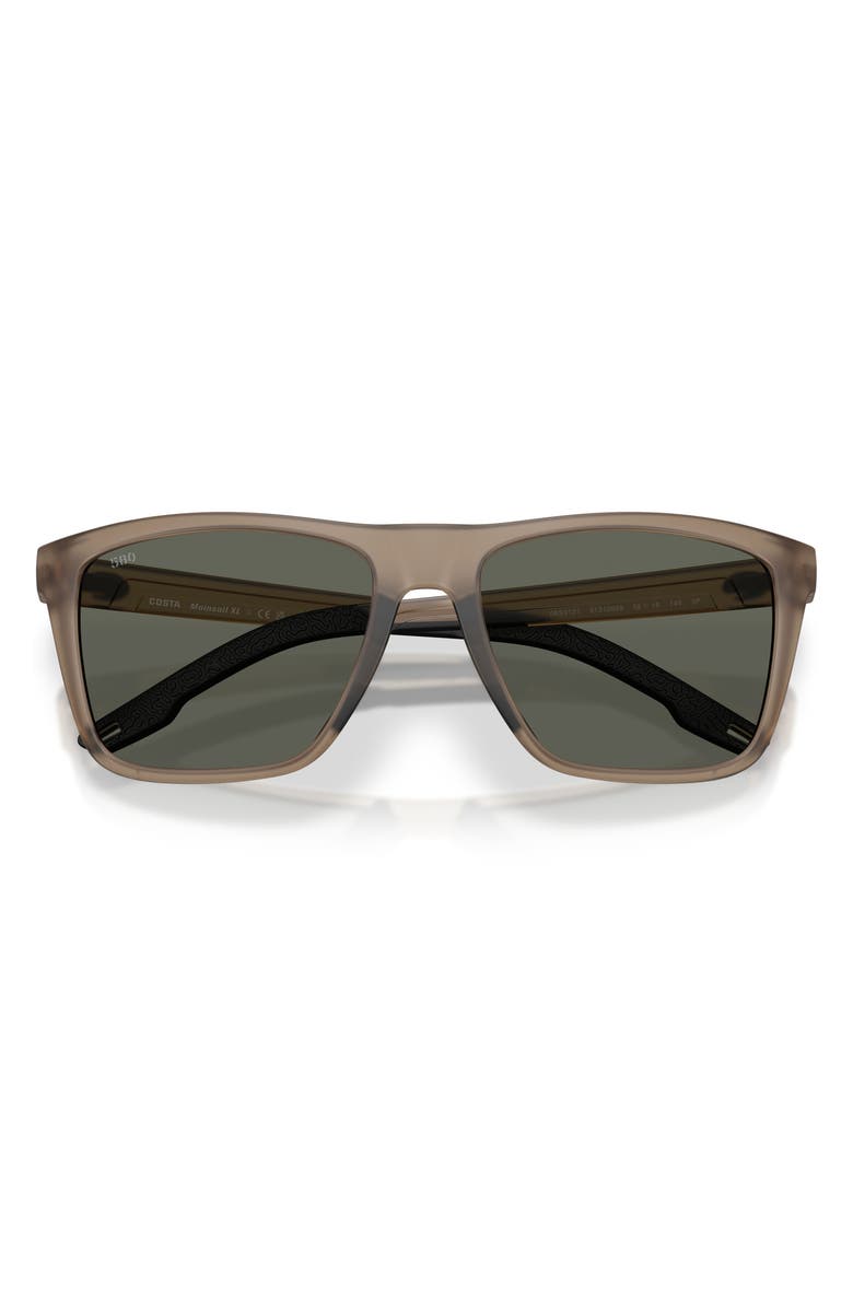 Costa Del Mar Mainsail XL 59mm Polarized Square Sunglasses, Alternate, color, Matte Brown Smoke / Gray 580G