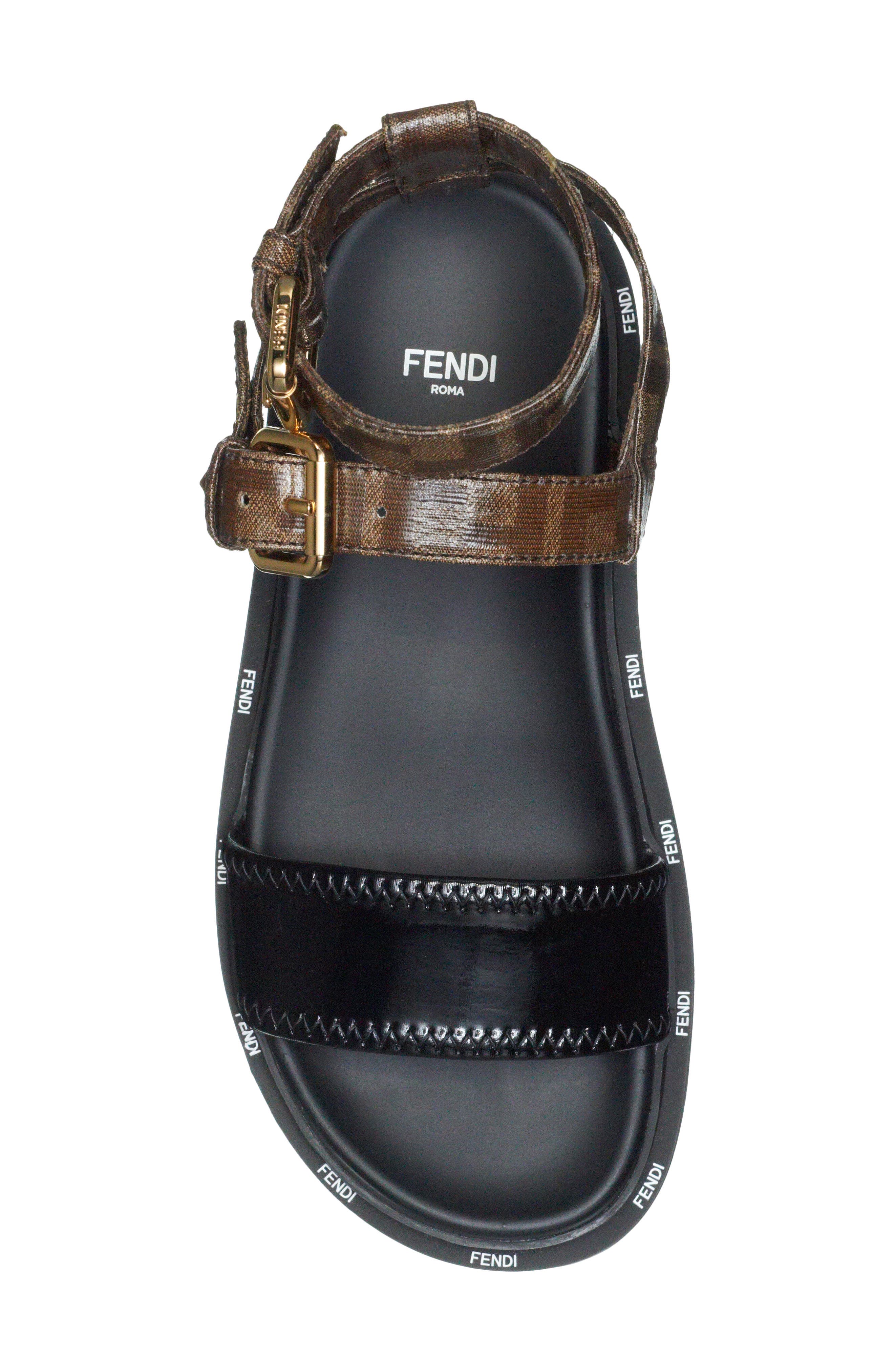Fendi FF Strappy Platform Sandal, Alternate, color, 