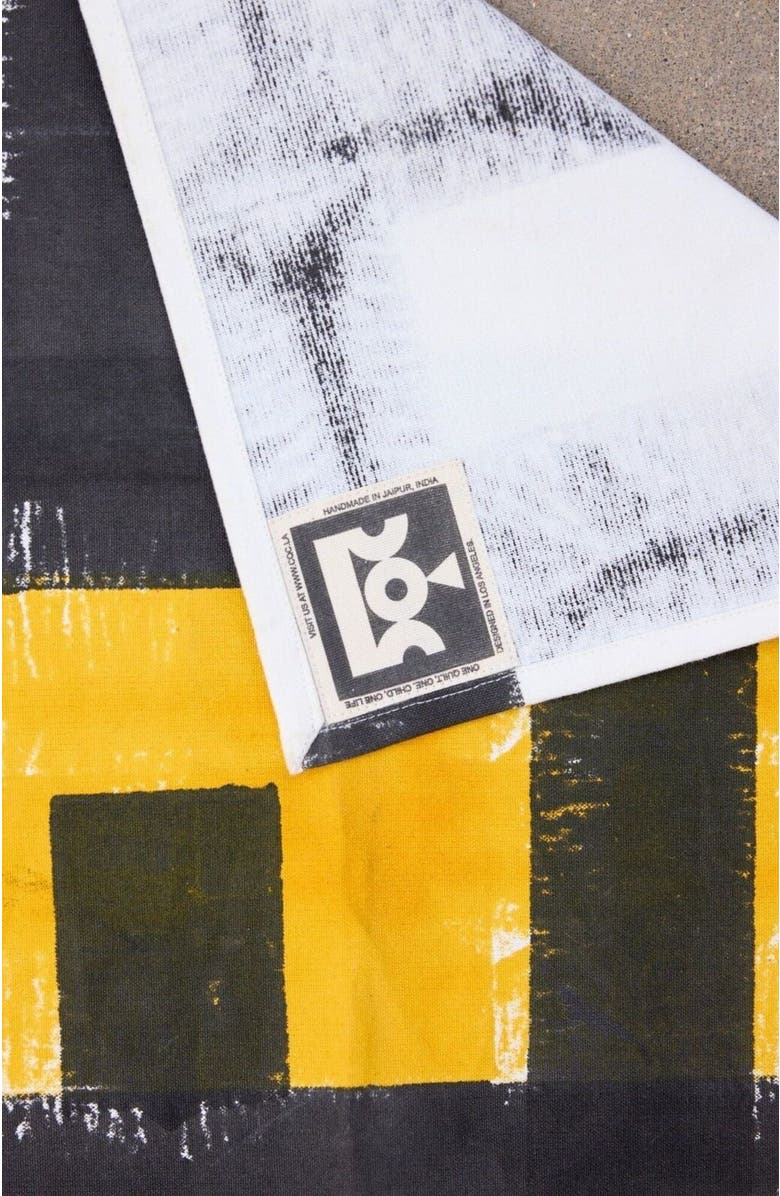 CQC LA Midnight Moon Placemat Set - Set of 4 Placemats with Napkins, Alternate, color, Black, White, Yellow