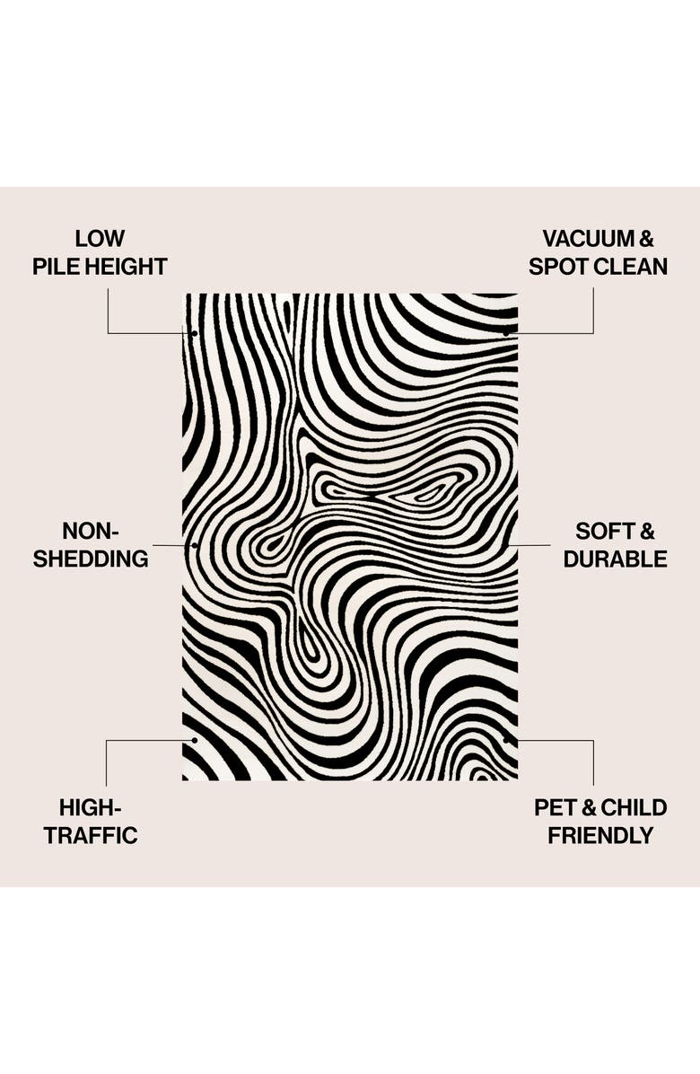 JONATHAN Y Maribo High-Low Abstract Groovy Striped Indoor/Outdoor Area Rug, Alternate, color, Black/White