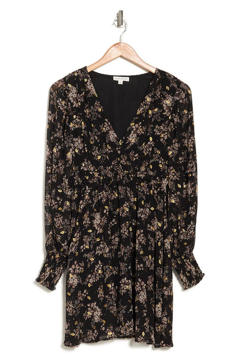 Blu Pepper Floral V-Neck Long Sleeve Dress, Alternate, color, 