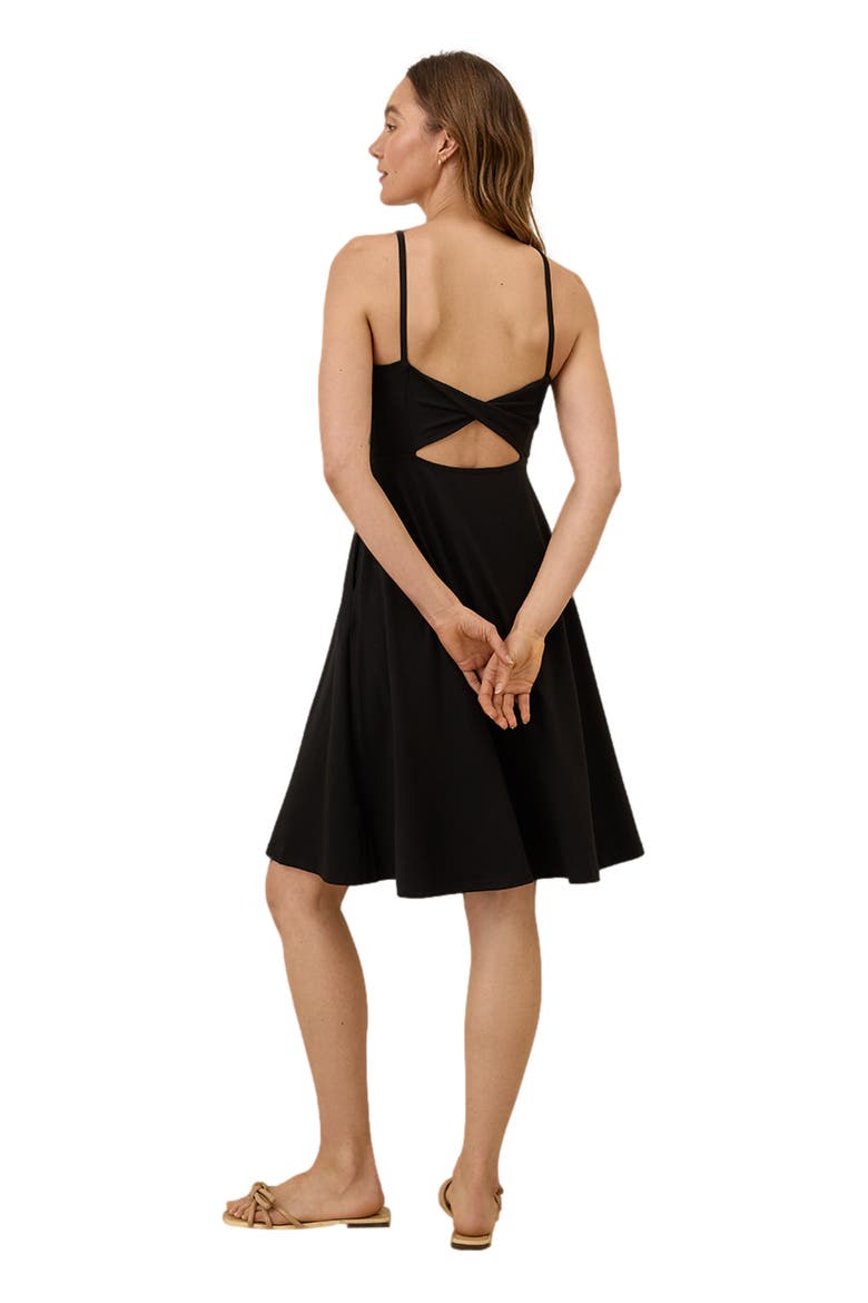 Organic Cotton Fit & Flare Twist Back Dress, Alternate, color, Black