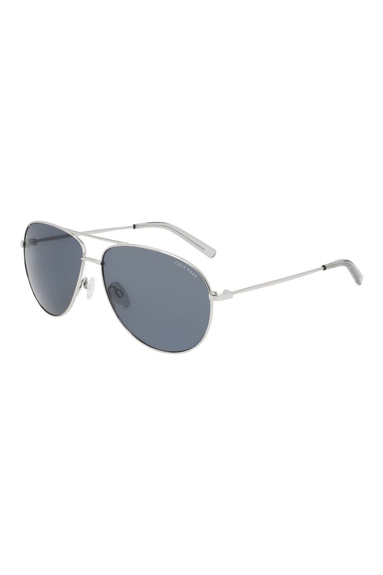 61mm Aviator Sunglasses, Alternate, color, SHINY SILVER