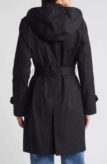 DKNY black collared belted trench coat store jacket 8