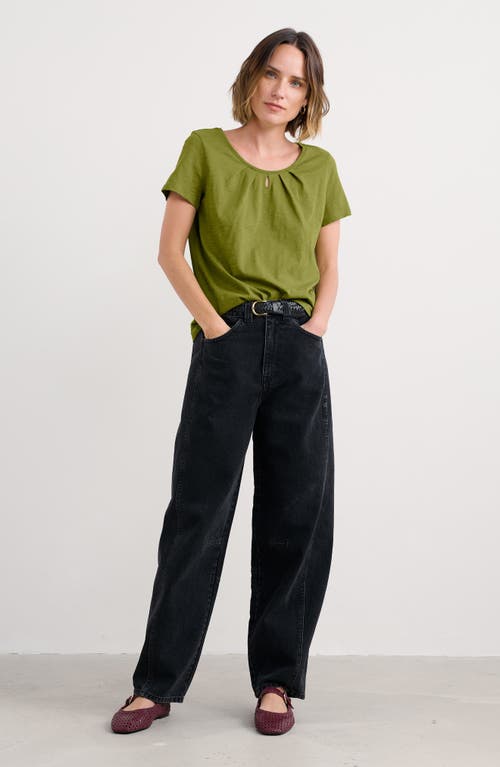 Seasalt Cornwall Appletree Keyhole Organic Cotton T-shirt In Green