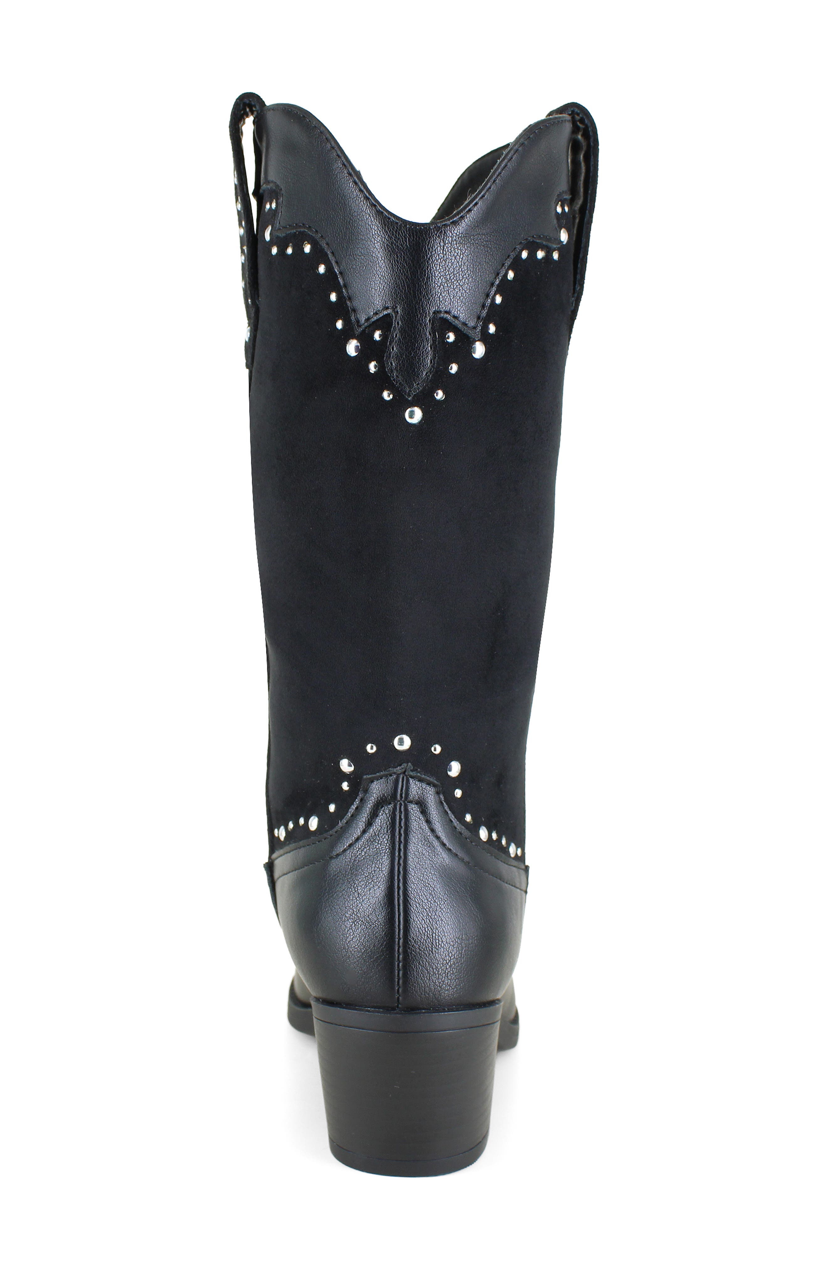Devon Studded Western Boot, Alternate, color, BLACK