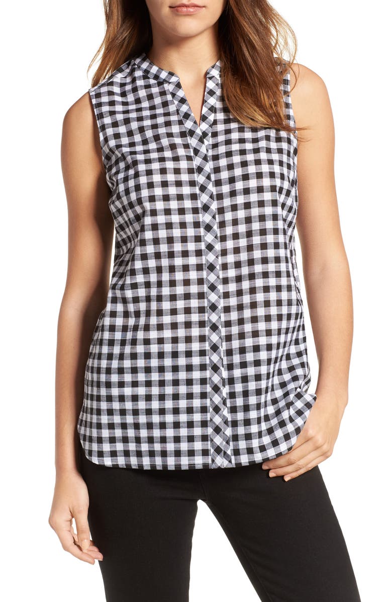 Foxcroft GINGHAM SL BLOUSE, Main, color, 