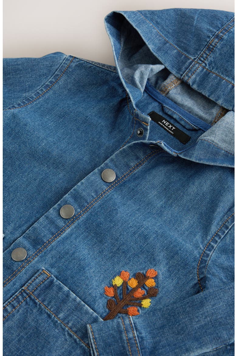 Kids' Digger Embroidered Denim Hooded Shirt, Alternate, color, BLUE