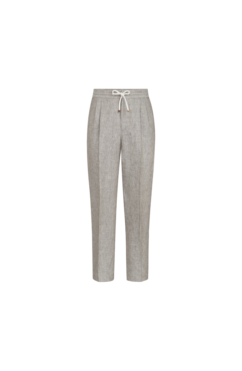 Brunello Cucinelli Hemp and linen trousers, Main, color, Light Grey