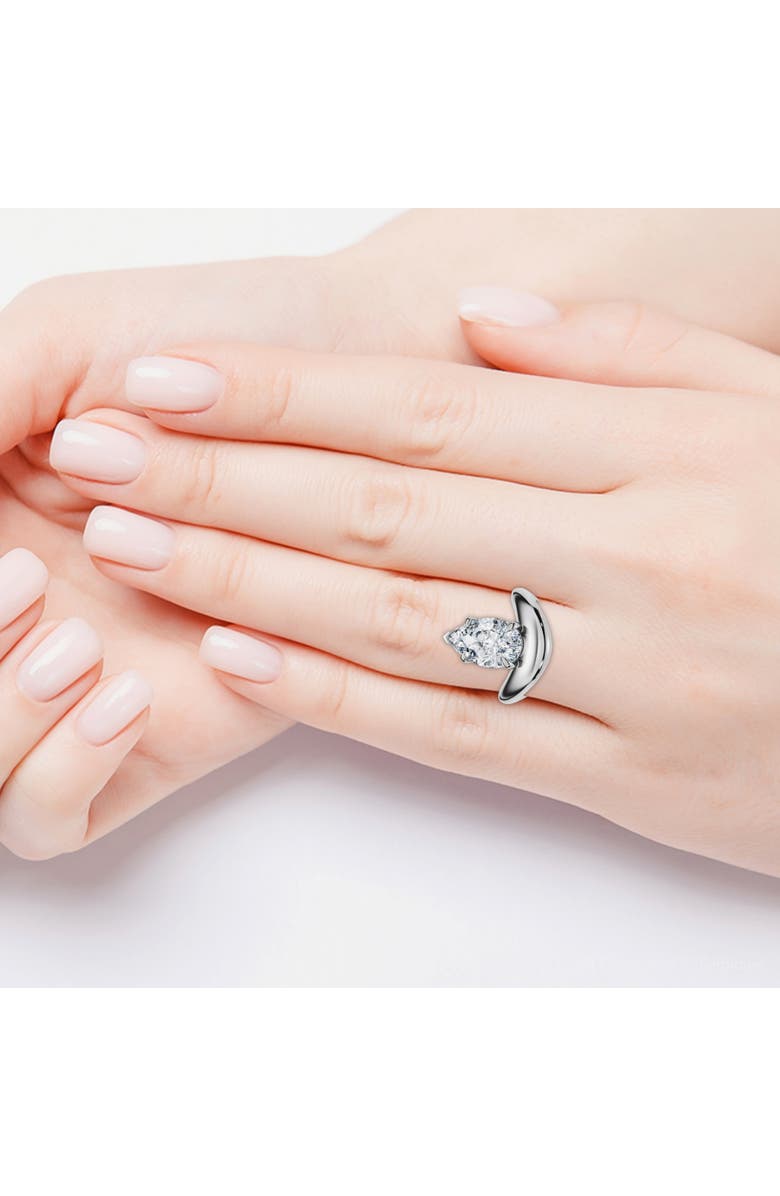 Bliss Diamond Certified 2Ct Minali Curved Pear Diamond Engagement Ring 14k Gold/Pt Lab Grown, Alternate, color, 14K White Gold