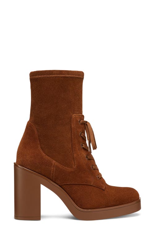 Stuart Weitzman Everitt Stretch Suede Lace-up Booties