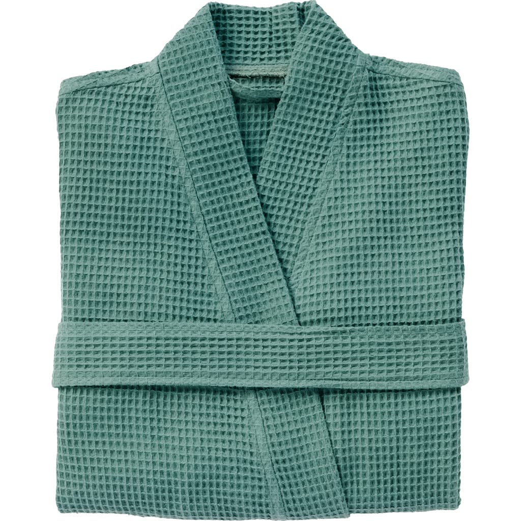 Coyuchi Gender Inclusive Waffle Weave Organic Cotton Robe In Green