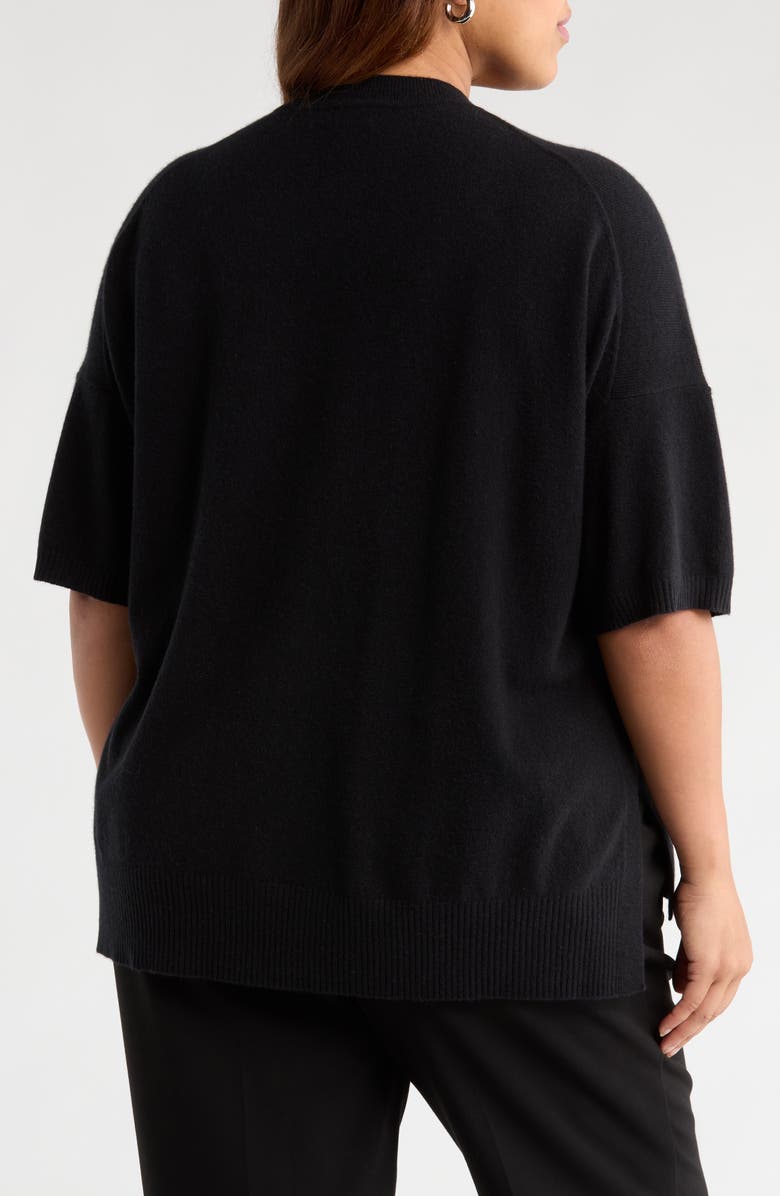 Nordstrom Short Sleeve Cashmere Sweater, Alternate, color, Black Rock
