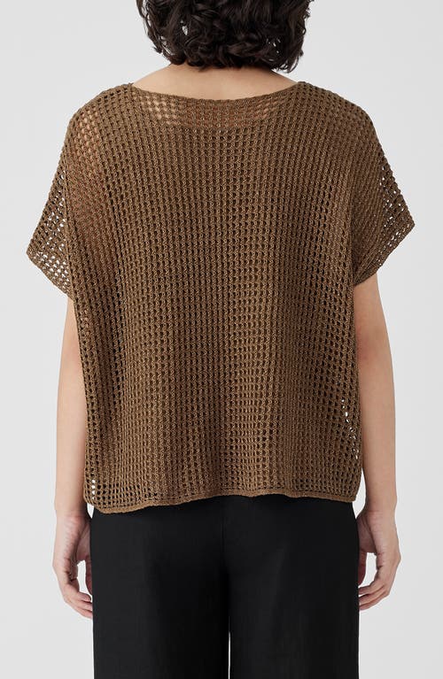 Eileen Fisher Open Stitch Short Sleeve Organic Linen Sweater