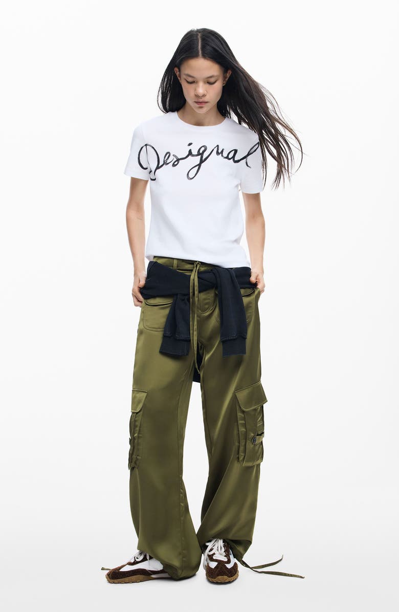 Desigual Logo Cotton Graphic T-Shirt, Alternate, color, White