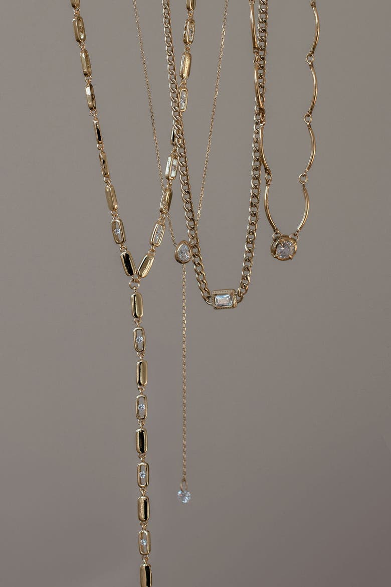 Solitaire Wave Necklace, Alternate, color, Gold