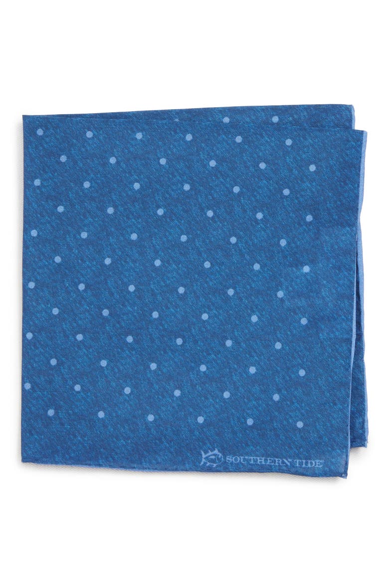 Bethany Dot Cotton & Silk Pocket Square, Main, color, BLUE