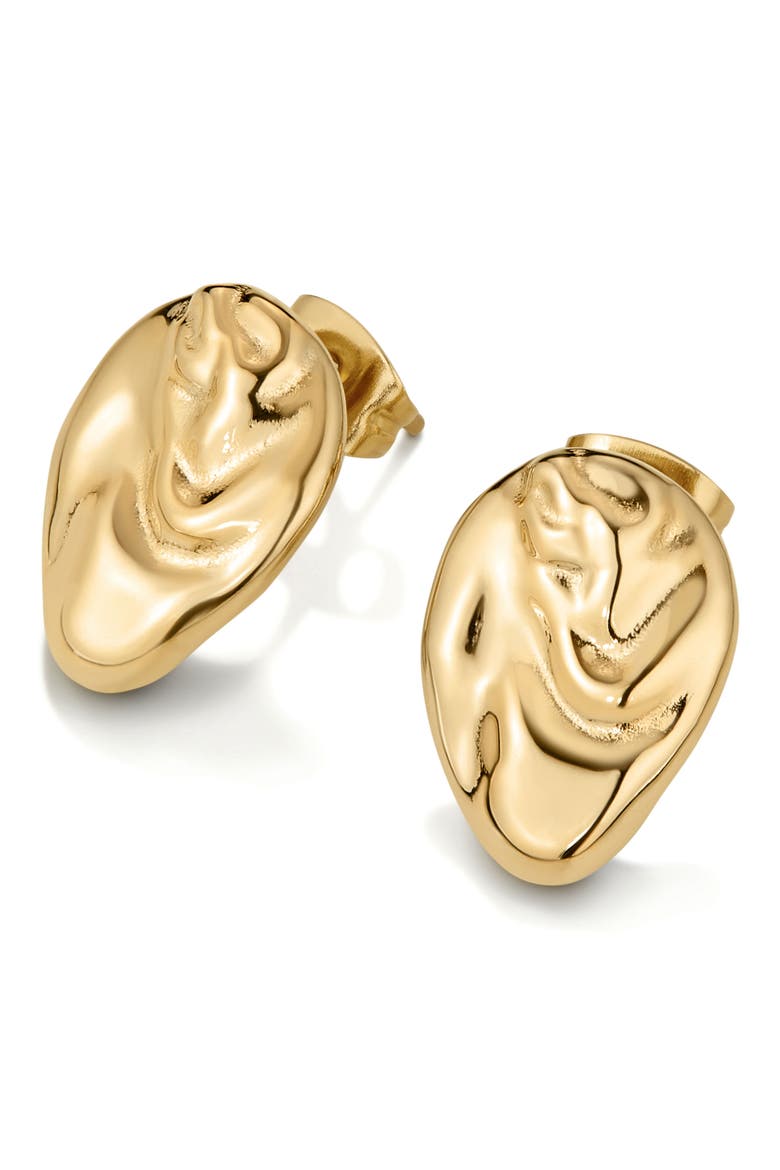 Molten Stud Earrings, Alternate, color, GOLD