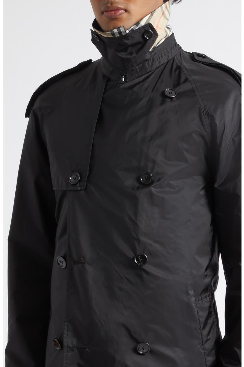 Midlength Nylon Leadenham Trench Coat, Alternate, color, BLACK