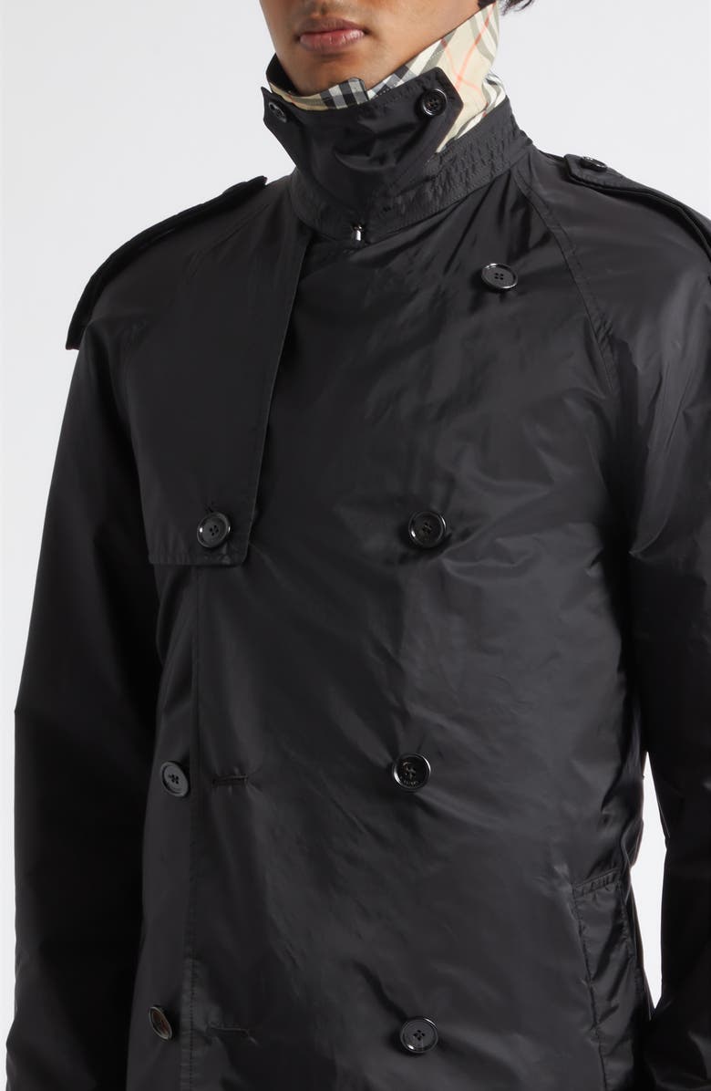 Burberry Midlength Nylon Leadenham Trench Coat, Alternate, color, Black