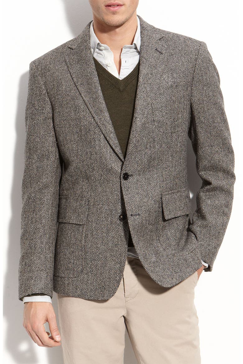 'Rustin' Herringbone Tweed Sportcoat, Main, color, BLACK TWEED