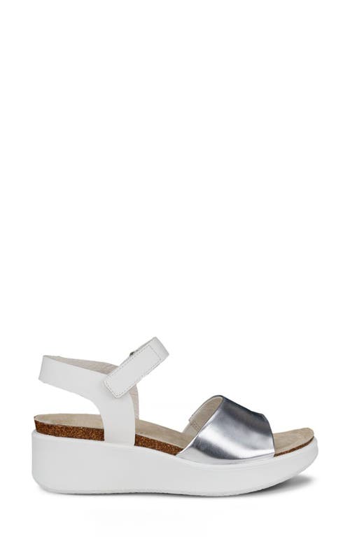 Ecco Corksphere™ Flowt Wedge Cork Sandal In Silver