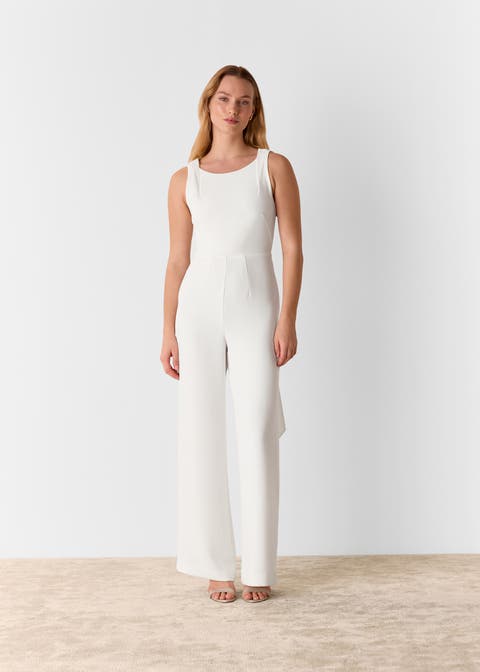 Tie Back Wide Leg Bridal Jumpsuit
