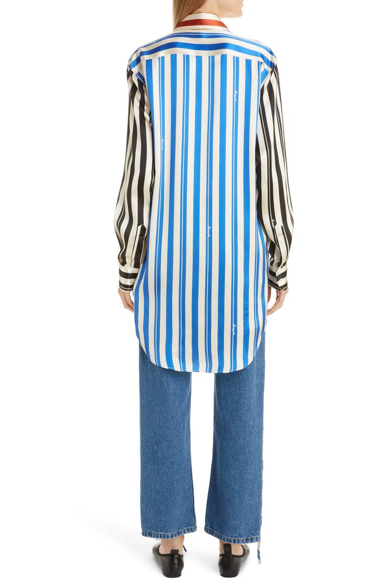 Stripe Silk Tunic Shirt, Alternate, color, BLUE/ RED/ WHITE