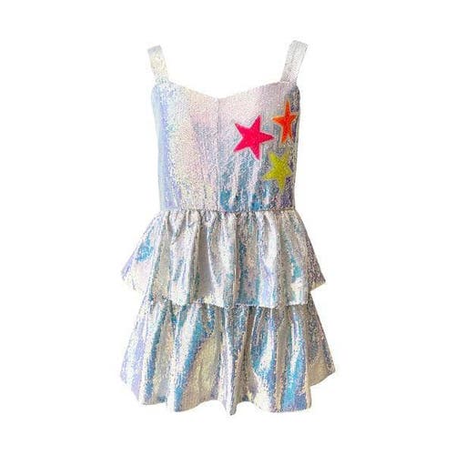Lola + The Boys Tiered Stars Sequin Dress In Blue