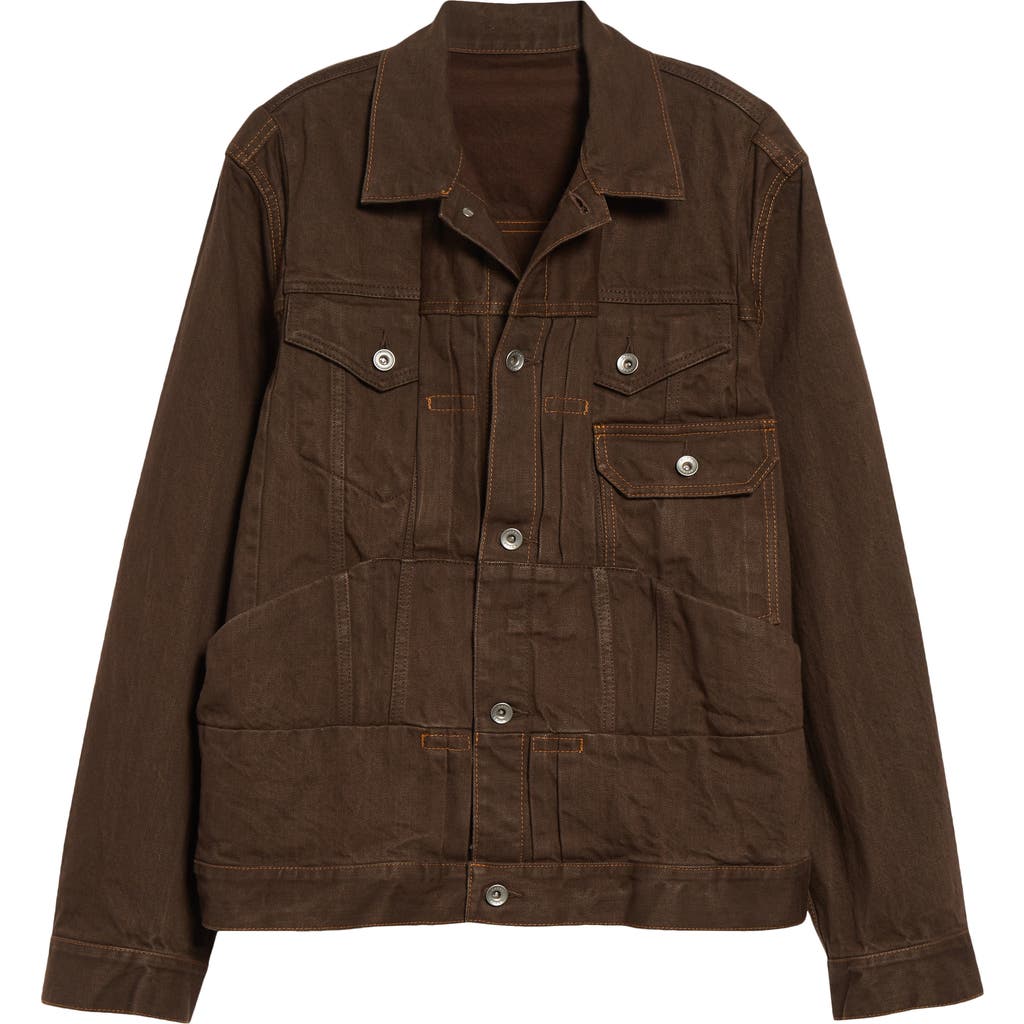 Sacai Denim Trucker Jacket In Brown