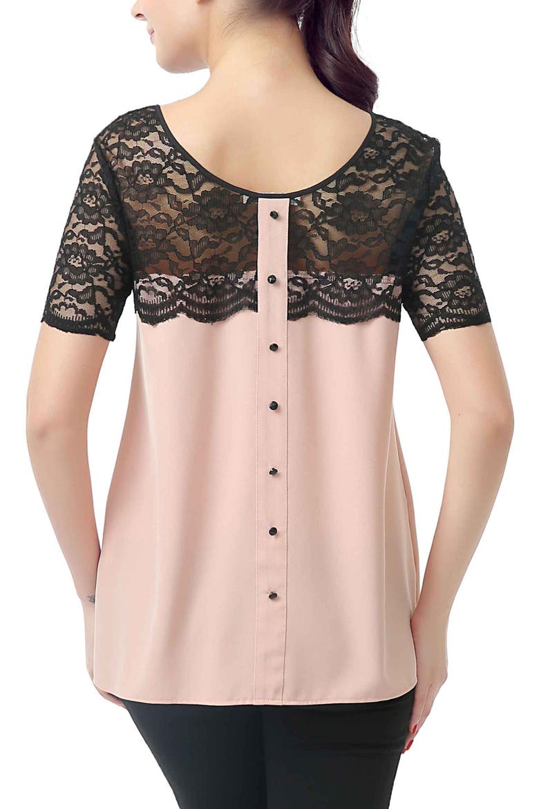 Paisley Lace Yoke Maternity Blouse, Alternate, color, Blush