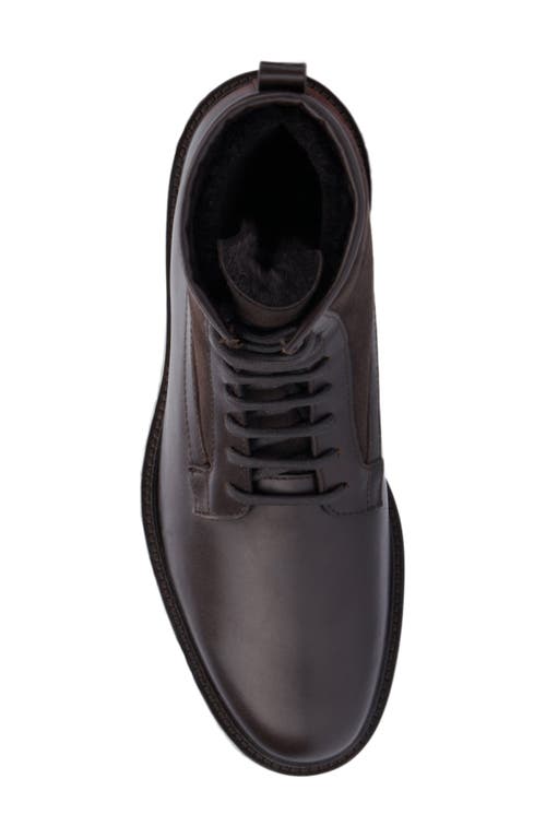 Aquatalia Gitano Genuine Shearling Lined Water Repellent Boot In Dark Brown