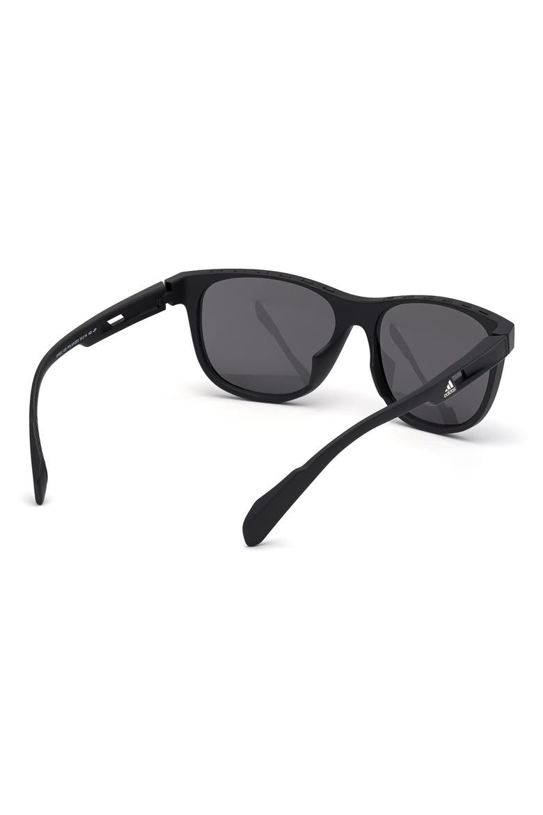 55mm Round Sunglasses, Alternate, color, MATTE BLACK / SMOKE POLARIZED