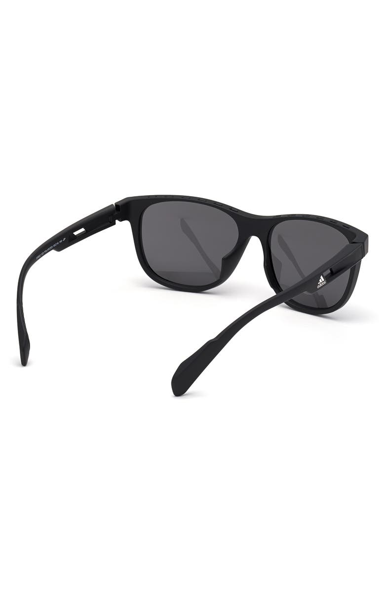 adidas 55mm Round Sunglasses, Alternate, color, Matte Black / Smoke Polarized