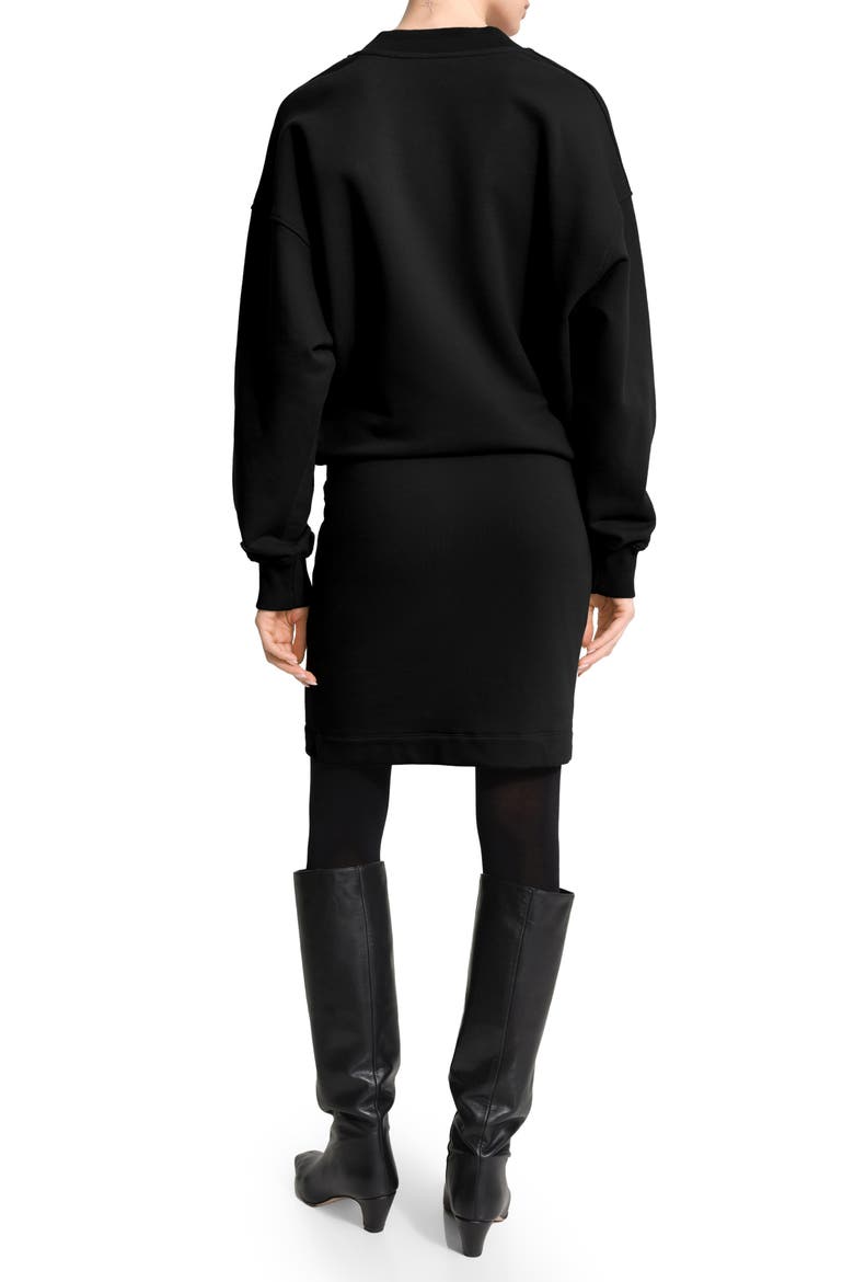 Mira V-Neck Sweatshirt Dress, Alternate, color, BLACK