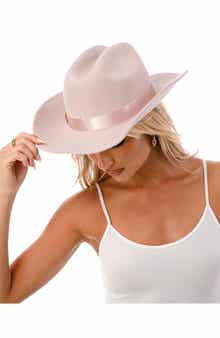 Satin Ribbon Wool Cowboy Hat